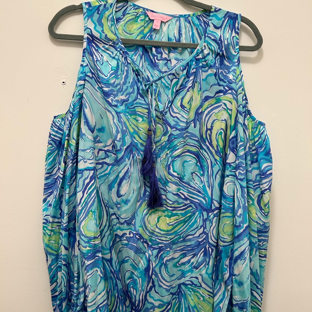 Lilly Pulitzer Blue and Green Elsa Top